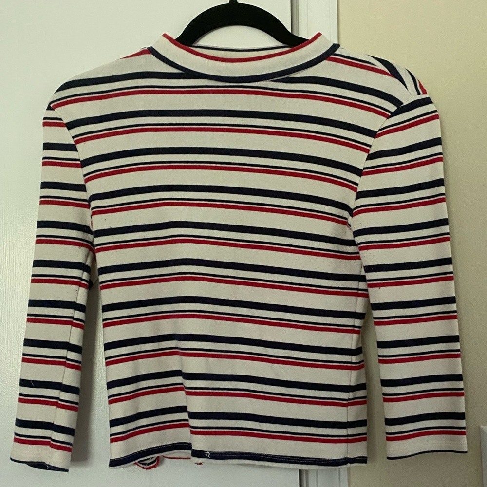 Forever21 Mock Turtleneck White w/ Stripes